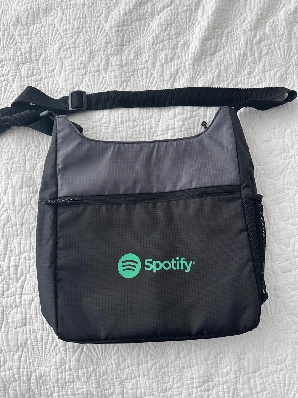 Black Crossbody Sling Bag with Teal Logo